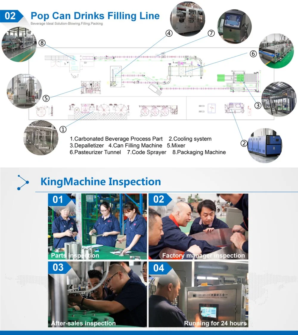 Automatic Aluminum Pet Can Beverage Liquid CSD Carbonated Soft Energy Drink Beer Hot Juice Tea Coffee Milk Sauce Honey Canning Filling Sealing Packaging Machine